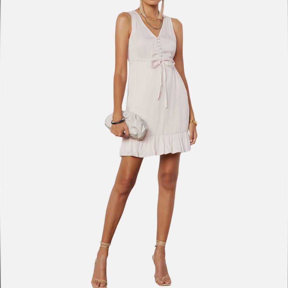 TART Peggy V-Neck Tie Waist Flounced Dress